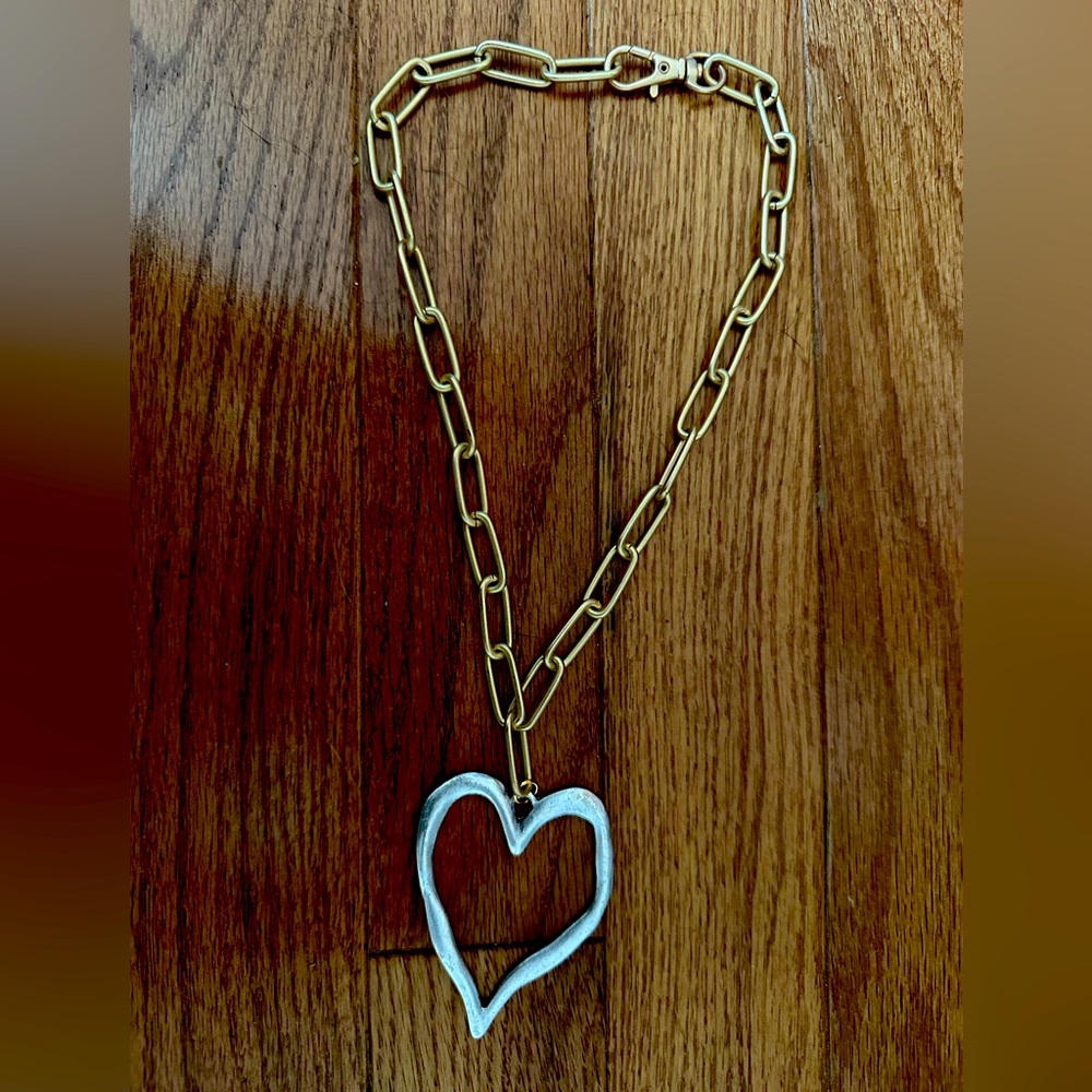 NWOT  BOHO Gold and Silver Tone Heart Necklace